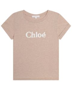 Chloé Girls Beige Cotton Logo T-Shirt