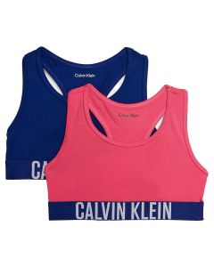 Calvin Klein Pink Flash  &amp;  Bold Blue Cotton Bralette Crop Tops (2 Pack)
