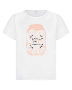 Carremént Beau Girl's White Flower Jar T-Shirt