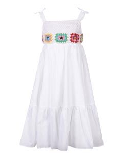 Chiara Ferragni Kids White Cotton With Crochet Top 