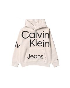 Calvin Klein Boys Eggshell Long Sleeve Repeat Logo Hoody