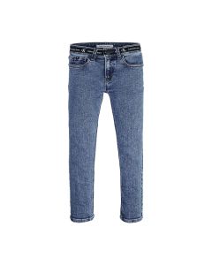 Calvin Klein Boys Skinny Washed Blue Taped Waist Jeans