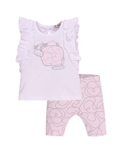 Everything Must Change Baby White T-shirt And Pale Pink Legging Set With Love Heart Design