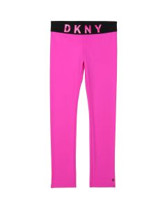 DKNY Pink & Black Bold Logo Leggings