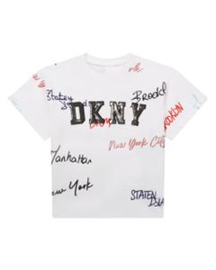 DKNY Girls 'New York' Repeated Pattern T-shirt