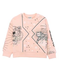 KENZO KIDS Girls Pink Multi Logo Cotton Logo Sweatshirt