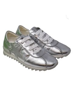Unisa Girls Silver "Ballet" Lace Up Trainers With Star