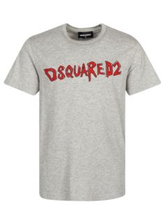 DSQUARED2 Grey With Red &#039;Hand Drawn&#039; Printed Logo T-shirt