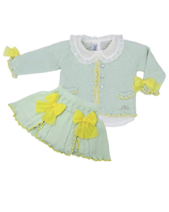 Rahigo Girls Mint Green and Yellow Skirt  Set