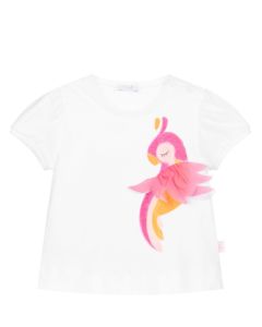 Il Gufo Girls White Parrot T-Shirt