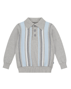 Mitch &amp; Son Boys Grey &#039;Elliot&#039; Striped Knitted Polo Top