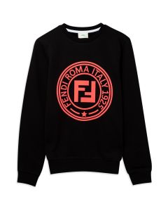 FENDI Girls Black Neon Pink Stamp Logo Sweatshirt