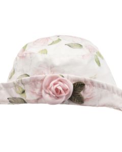 Monnalisa White & Pink Floral Hat
