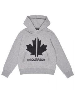 DSQUARED2 Leaf Logo Grey Hooded Sweatshirt 