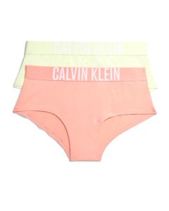 Calvin Klein Girls Lemongrass &amp; Peach Coral Cotton Shorties (2 Pack)