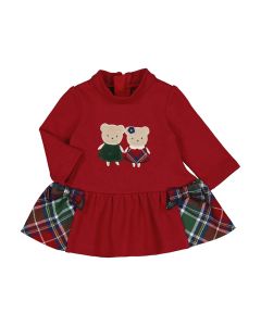 Mayoral Baby Red Teddy Dress With Tartan Panels