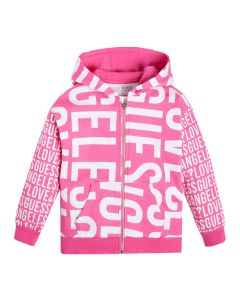 Guess Older Girls Pink Repeat Logo Zip Up Jacket