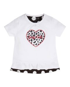 Guess Girls Black And White Glitter And Spot T-shirt