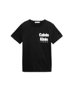 Calvin Klein Boys Black Cotton T-Shirt With White Logo