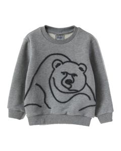 Il Gufo Boys Grey Jumper With Bear Embroidered Design