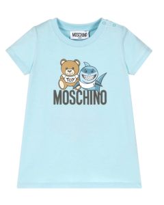 Moschino Baby Blue Cotton Teddy Bear & Shark T-Shirt