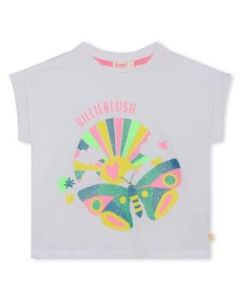 Billieblush Girls Colourful Butterfly  White Cotton T-Shirt