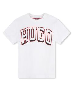 HUGO Boys White Varsity Cotton T-Shirt