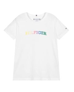 Tommy Hilfiger Girl&#039;s White Monotype Logo T-Shirt SS24