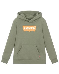 Levi&#039;s Boys Khaki Green &amp; Orange Logo Cotton Hoodie 