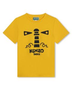 KENZO KIDS Boys Yellow Lighthouse Graphic T-Shirt