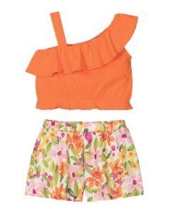 Mayoral Orange Floral Shorts Set