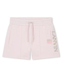 Lanvin Girls Pale Pink &amp; Gold Logo Shorts
