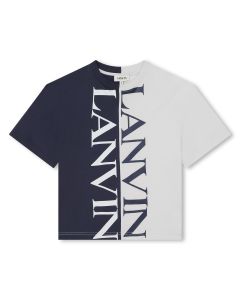 Lanvin Colour Block Navy &amp; White Logo T-Shirt