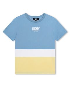 DKNY Boys Pale Blue &amp; Yellow Cotton T-Shirt
