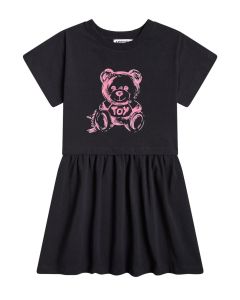 Moschino Kid SS24 Girls Black & Pink Cotton Dress