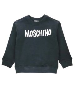 Moschino Kid Black Cotton Paint Effect Logo Sweatshirt