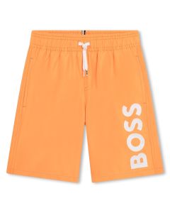 BOSS Older Boys NS24 Tangerine Logo Swim Shorts