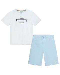 BOSS Kidswear Older Boys White &amp; Pale Blue Set