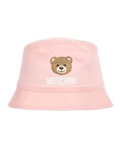 Moschino Baby Girls Pink Teddy Print Pink Logo Sun Hat