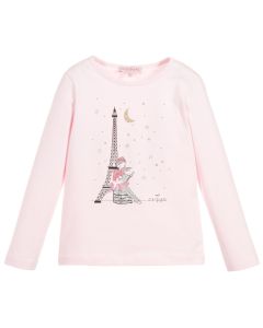 Lili Gaufrette Girls Pink Cotton Jersey Laphoto Top