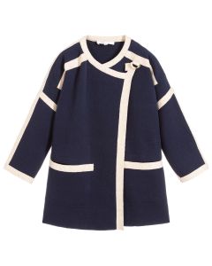 Chloé Navy and Gold Wool & Cotton Knitted Coat