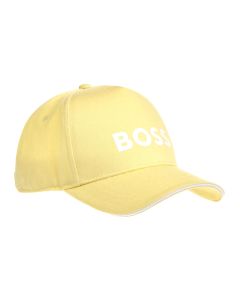 BOSS Older Boys Yellow Cotton White Logo Cap
