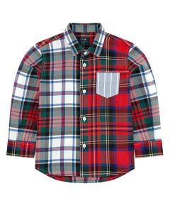 Il Gufo Boys Red and Green Check Cotton Shirt