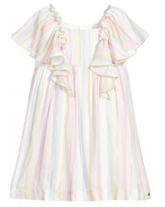 Lili Gaufrette Girls Pastel Rainbow Dress