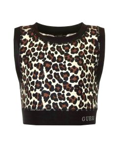 Guess Logo Leopard Cropped Top