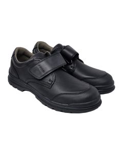 Geox Boys Black "William" Leather Shoes With Velcro Strap