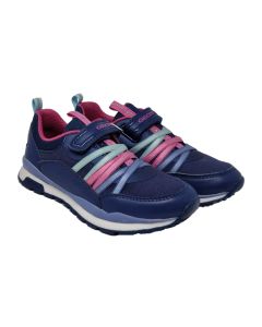 Geox Girls Navy Trainers With Multi Coloured Ribbon Lace And Velcro Strap