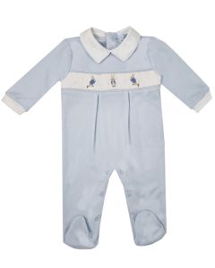 Mini-La-Mode Baby Boys Blue Peter Rabbit Cotton Babygro