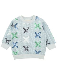 KENZO KIDS Boys Blue Cotton Small X Logo Sweatshirt