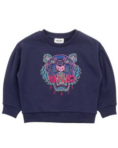 KENZO Girls Blue Glittery Iconic Tiger Sweatshirt 